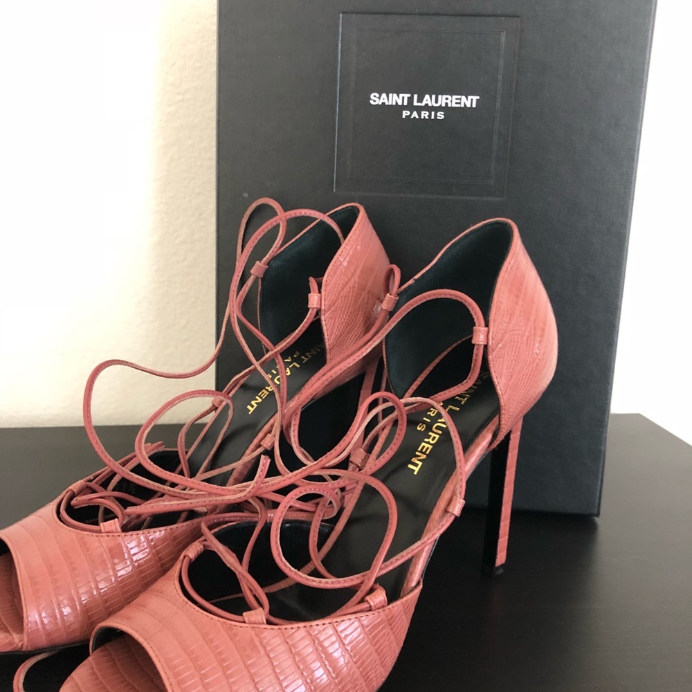 SAINT LAURENT lace up sandals